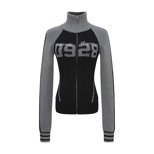 ナンバーロゴバイカラージップアップニット/2color/cm0158