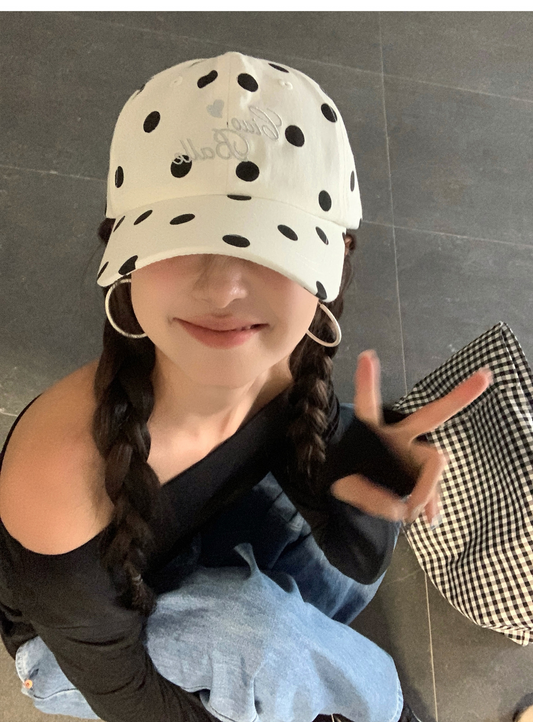 ドット柄レオパード柄キャップ/cm0249