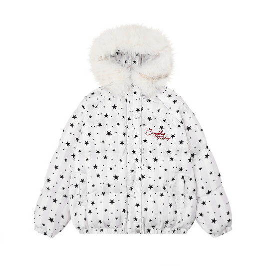 スター柄ファー付きフードパファージャケット/2color/cm0021