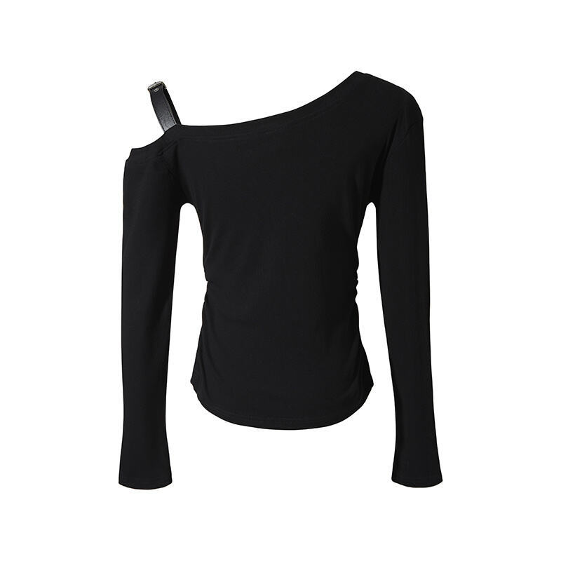 オフショルダーベルトデザイントップス/2color/cm0157