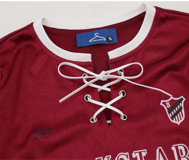 レースアップラインデザイン長袖カットソー/2color/cm0128