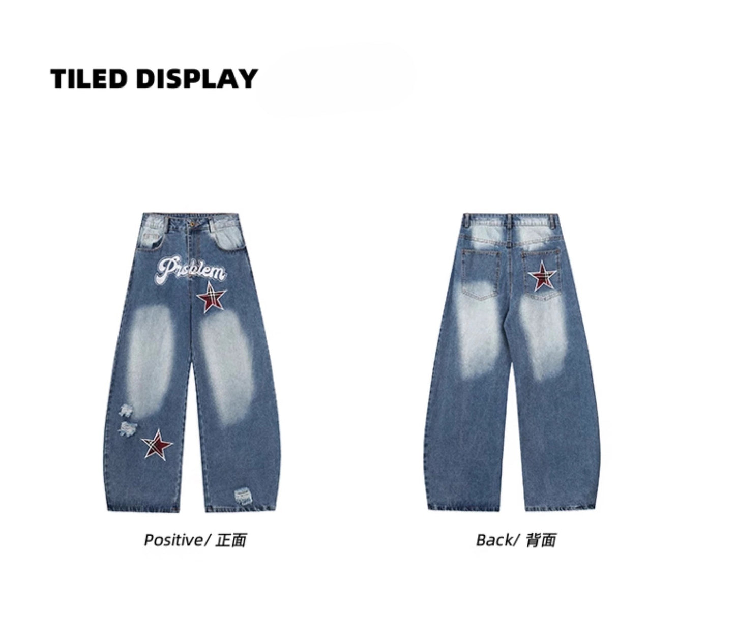 アルファベットスタープリントデニムパンツ/cm0111
