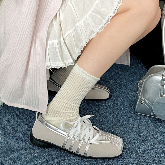 2color/バレエコアスクエアトゥ/サイドラインフラットシューズ/cm0251