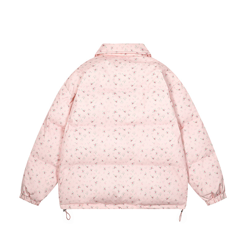 リボンデザインフラワー柄パファージャケット/2color/cm0070