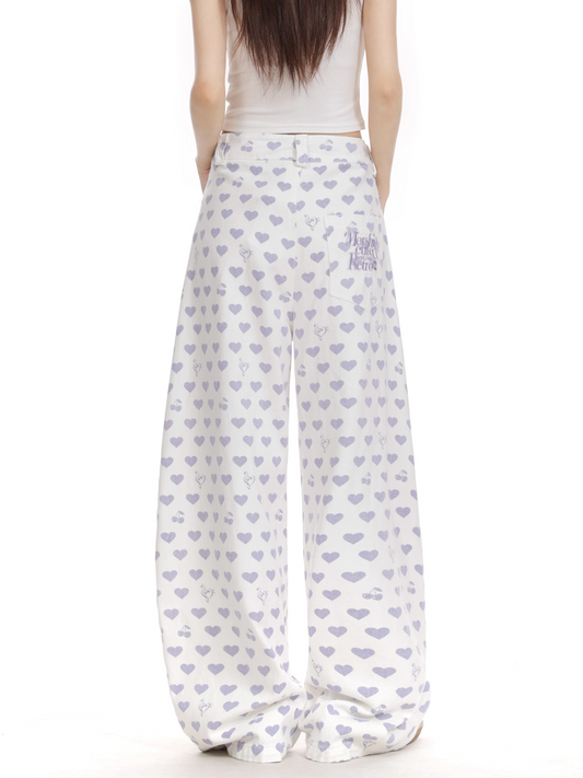 ハート柄刺繍ディテールパンツcm0008