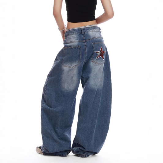 アルファベットスタープリントデニムパンツ/cm0111