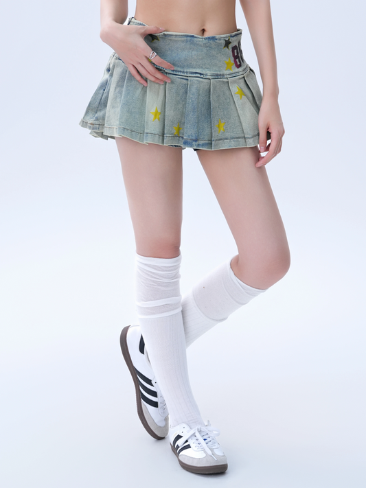 スタープリントデニムミニスカート/3color/cm0011