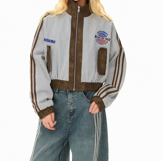 ストライプラインデザイン切り替えジャケット/cm0046