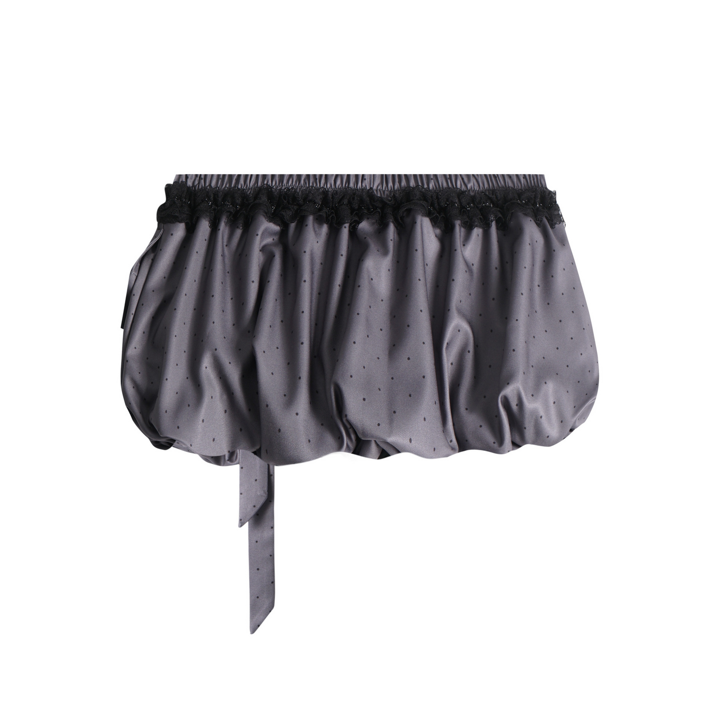 リボンデザインバブルヘム水玉ミニスカート/2color/cm0105