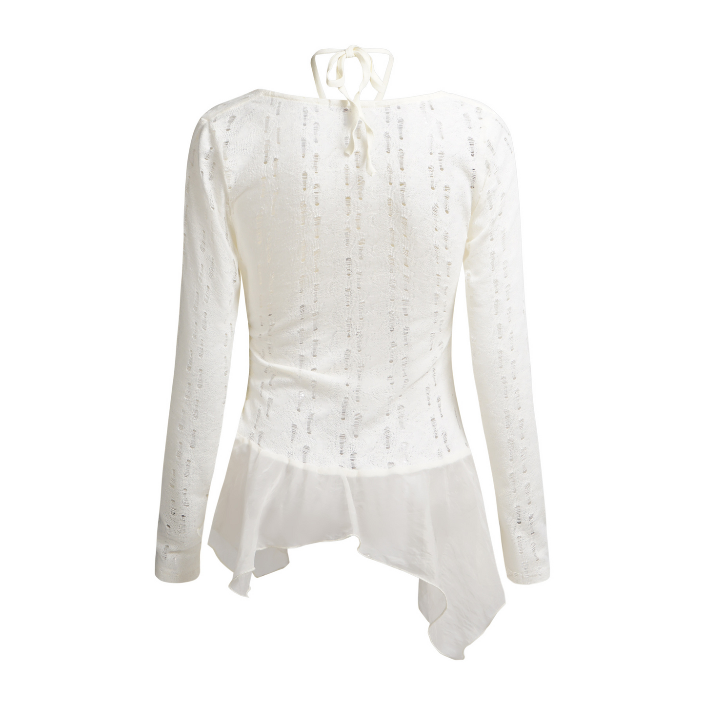 ヴィンテージデザインメッシュダメージ加工長袖トップス/2color/cm0059