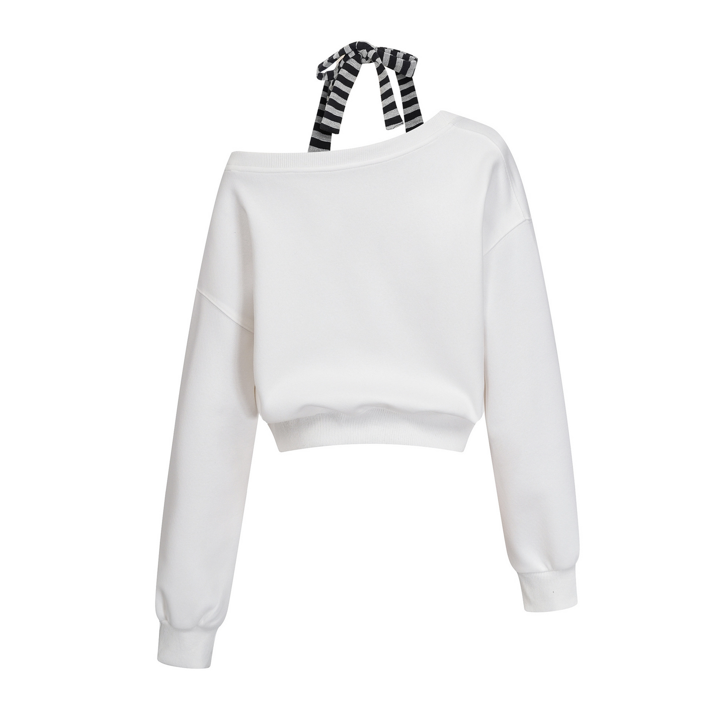 ボーダーフェイクレイヤードオフショルダートップス/2color/cm0134