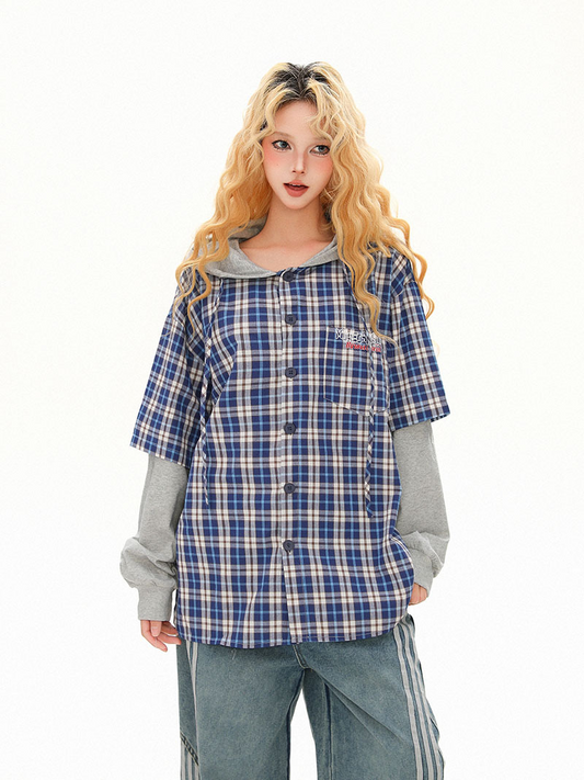 フェイクレイヤーチェックシャツジャケット/2color/cm0082