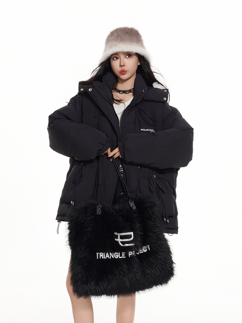 BIGポケットリボンデザインパファージャケット/2color/cm0079