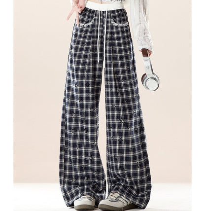レースパッチワークスタープリントワイドレッグパンツ/cm0042