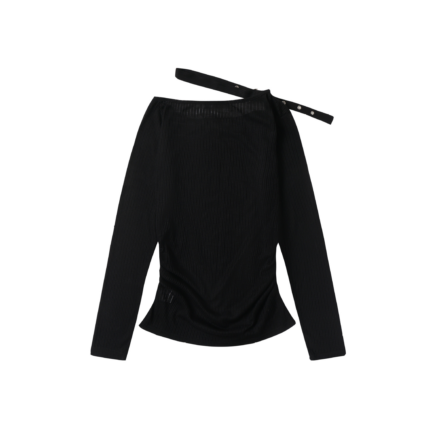 ベルトデザインラインストーン長袖トップス/2color/cm0156