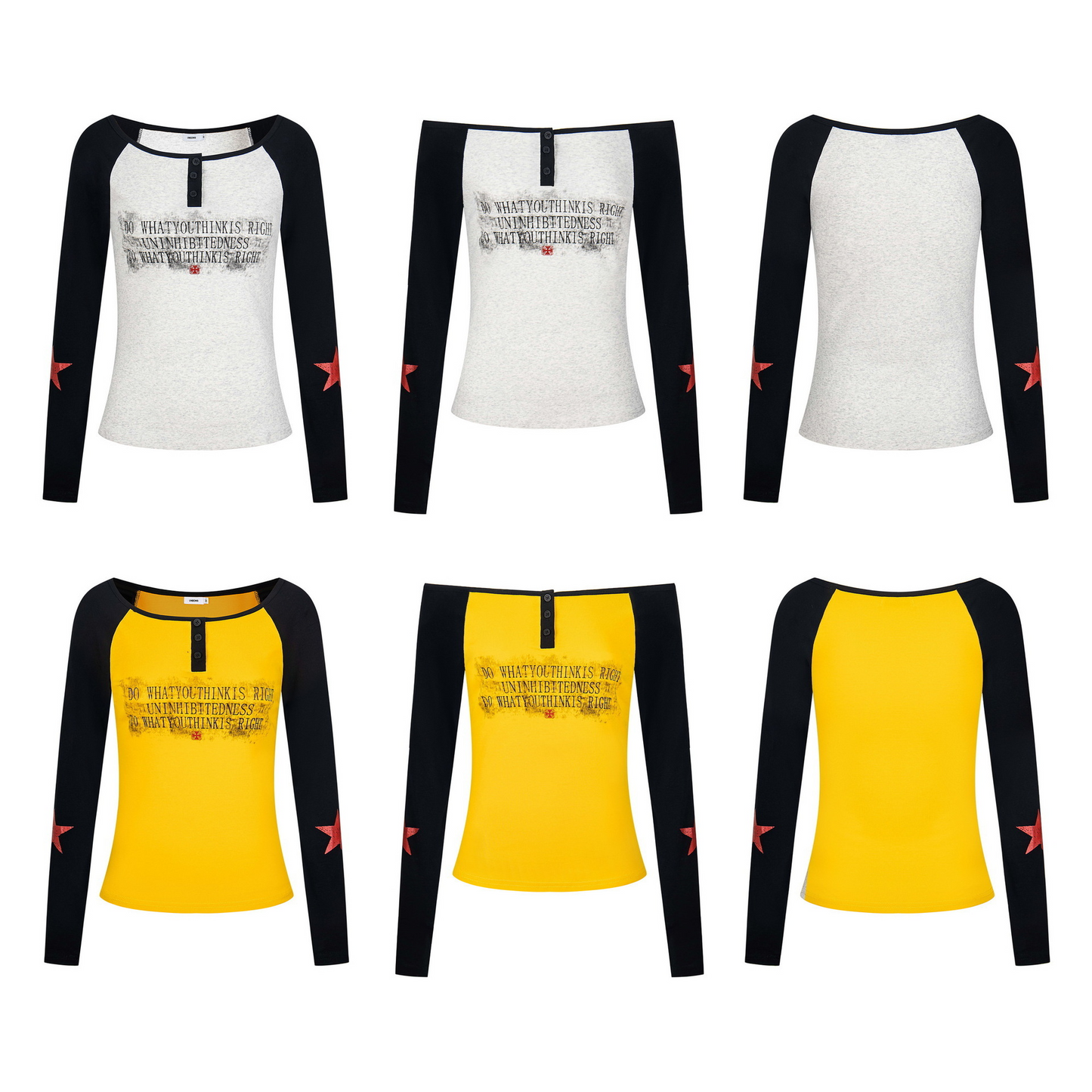 バイカラーフロントボタンプリントトップス/2color/cm0155