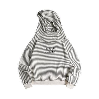 ワンポイントロゴストライプ/ルーズフーディーパーカー/2color/cm0135