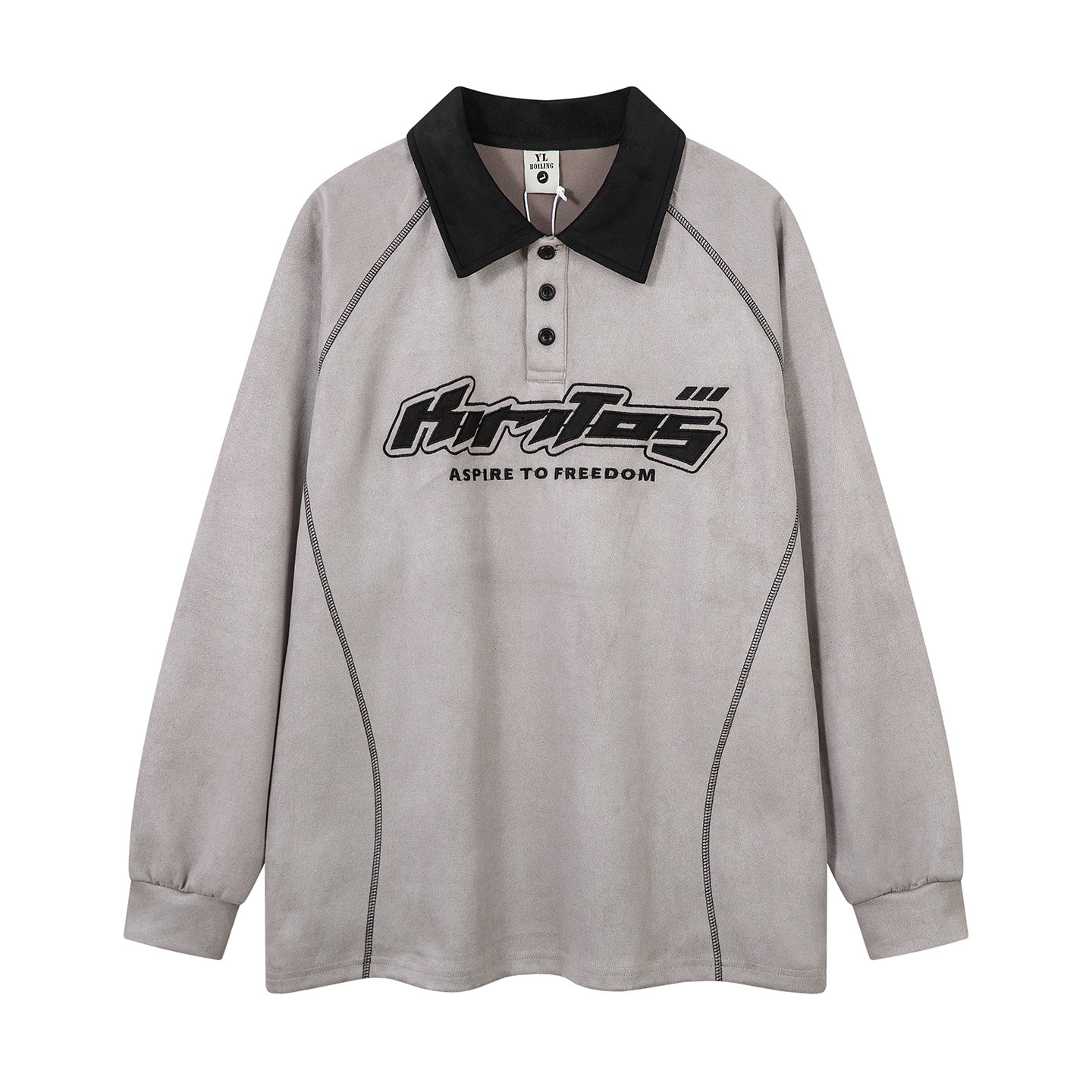 ヴィンテージバイカラー/ステッチデティールポロトップス/2color/cm0061