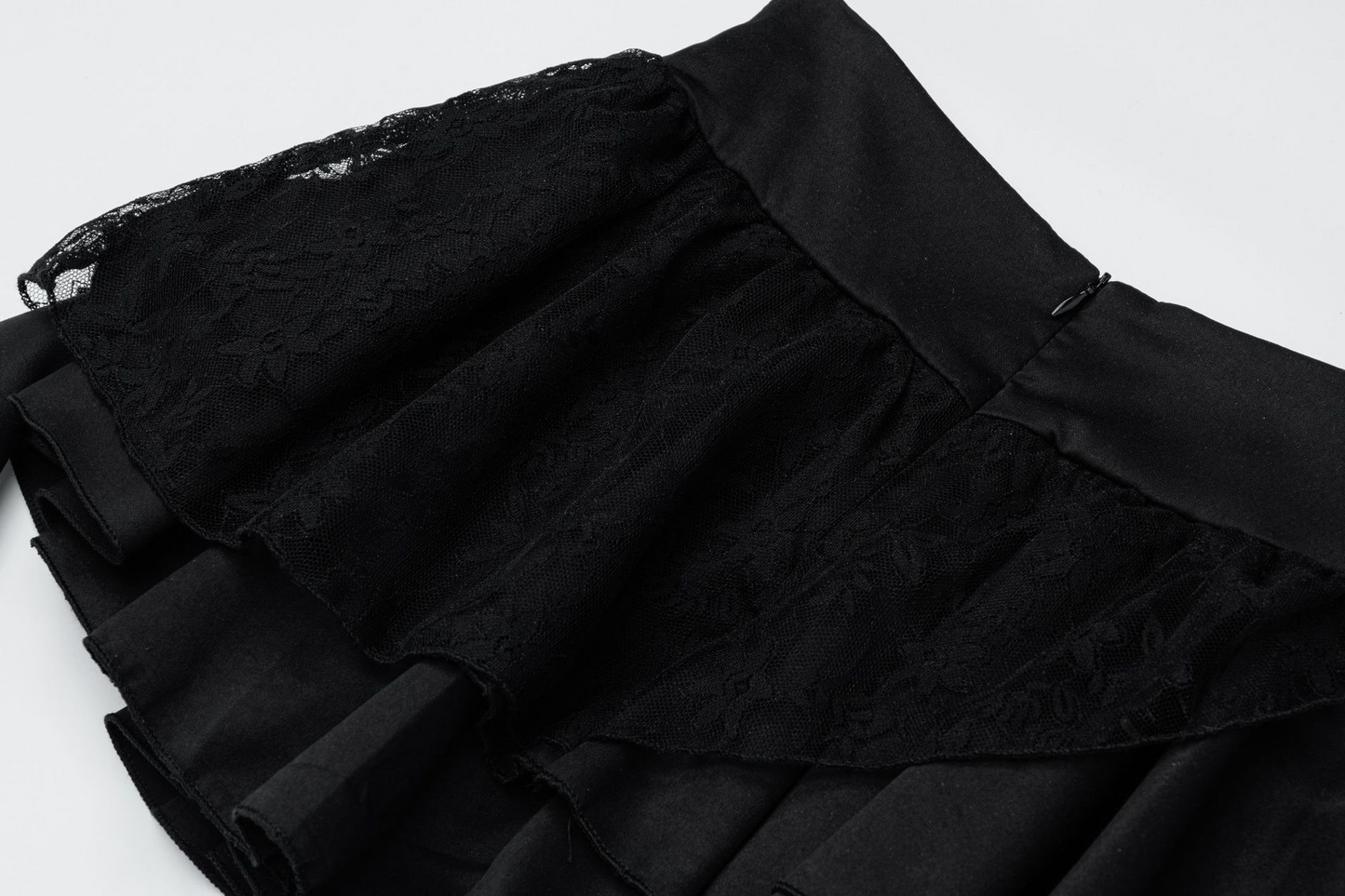 レースディテールクロスデザインリボンミニスカート/cm0107