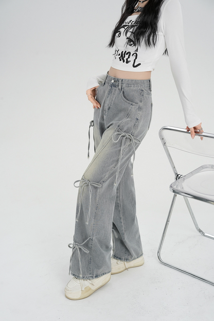 バレエコアリボンデザインデニムパンツ/cm0119