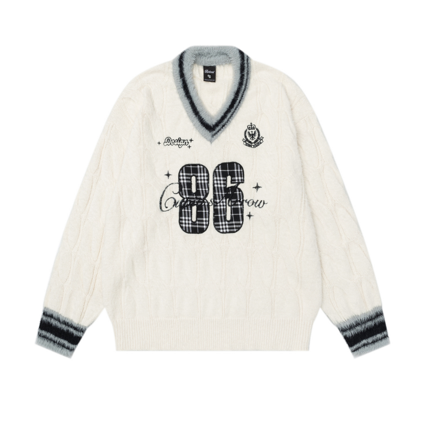 フロントナンバーデザインVネックラインニット2color/cm0026