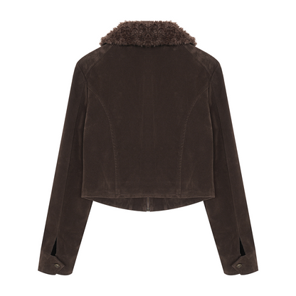 ボアネッククロスデザインアルファベットディテールボタンジャケット/2color/cm0033