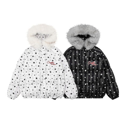 スター柄ファー付きフードパファージャケット/2color/cm0021