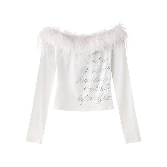 2color/エコファーデザインオフショルダー長袖トップス/cm0181