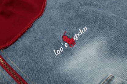 オフショルダー刺繡ワンポイントロゴデジップアップトップス/cm0003