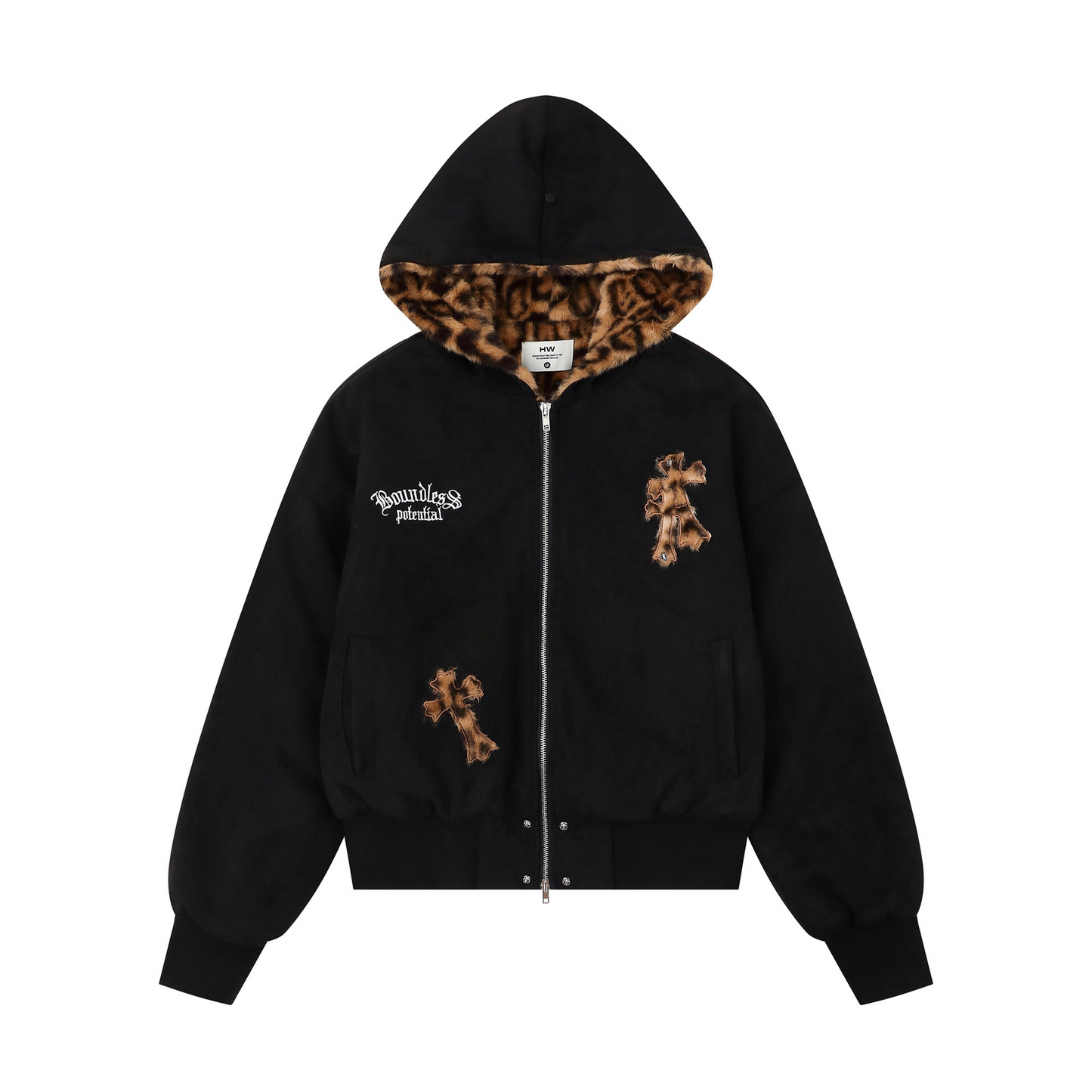 クロスデザインフェイクファーフードジャケットcm0004