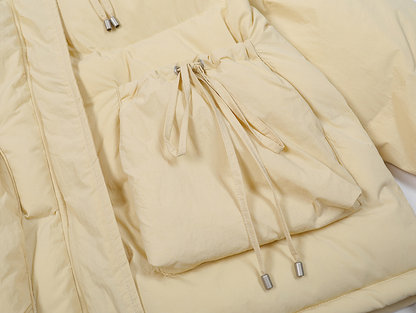 BIGポケットリボンデザインパファージャケット/2color/cm0079