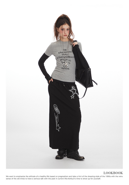 バイカラープリントロングTシャツ/2color/cm0127