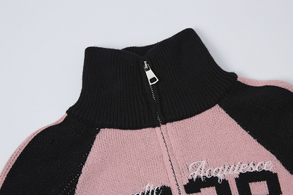 ナンバーロゴバイカラージップアップニット/2color/cm0158