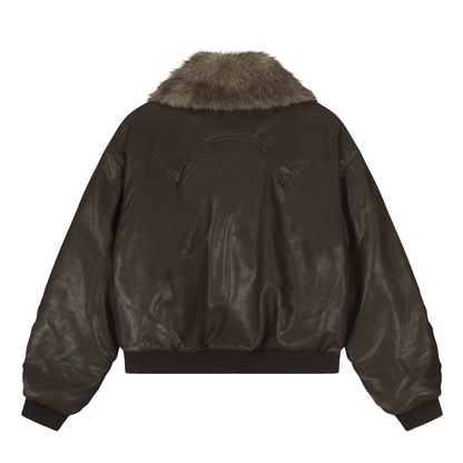 フェイクファーカラースタッズPUジャケット/2color/cm0144