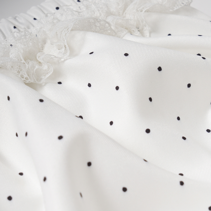 リボンデザインバブルヘム水玉ミニスカート/2color/cm0105