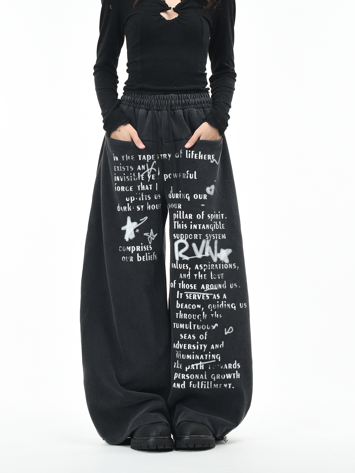 アルファベットプリントルーズパンツ/2color/cm0067