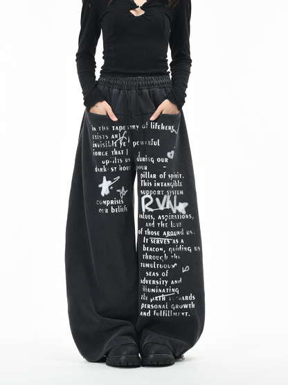 アルファベットプリントルーズパンツ/2color/cm0067