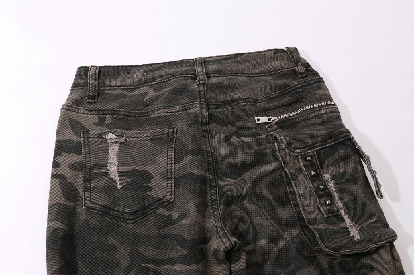 カモフラ柄ダメージデニムパンツ/cm0094