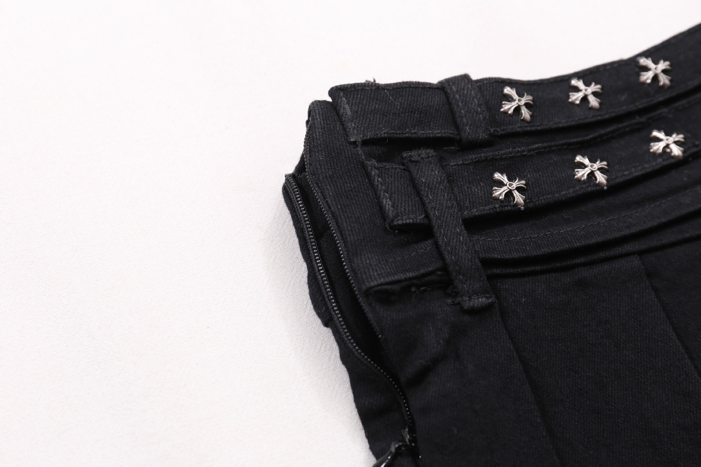 クロススタッズデザインデニムミニスカート/2color/cm0142