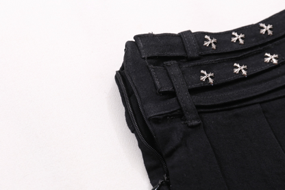 クロススタッズデザインデニムミニスカート/2color/cm0142