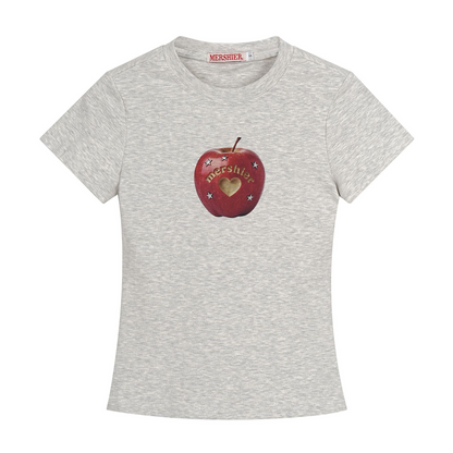 2color/ハートデザインアップルプリントTシャツ/cm0221