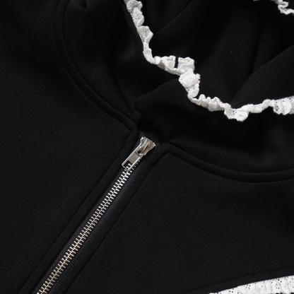 レースラインフード付きジップアップパーカー/2color/cm0133