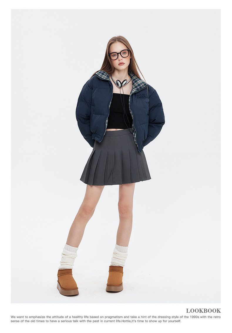 リバーシブルチェックパファージャケット cm0019