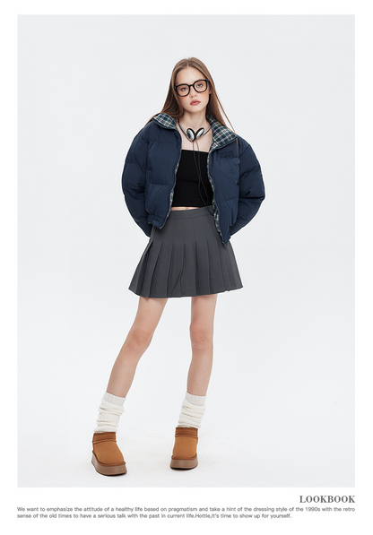 リバーシブルチェックパファージャケット cm0019