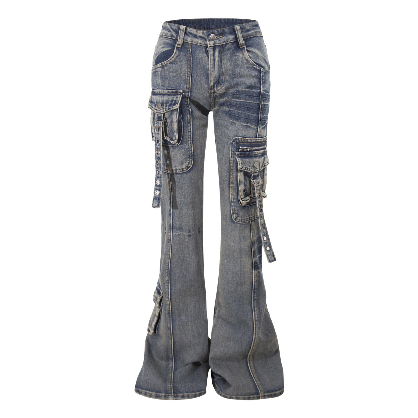 ベルトデザインカーゴデニムパンツ/2color/cm0090