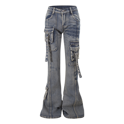 ベルトデザインカーゴデニムパンツ/2color/cm0090