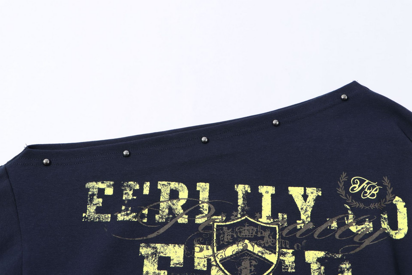 スタッズ付きアシメオフショルダーTシャツ/3color/cm0104