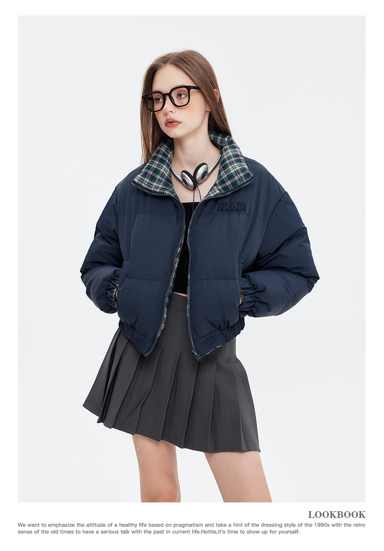 リバーシブルチェックパファージャケット cm0019