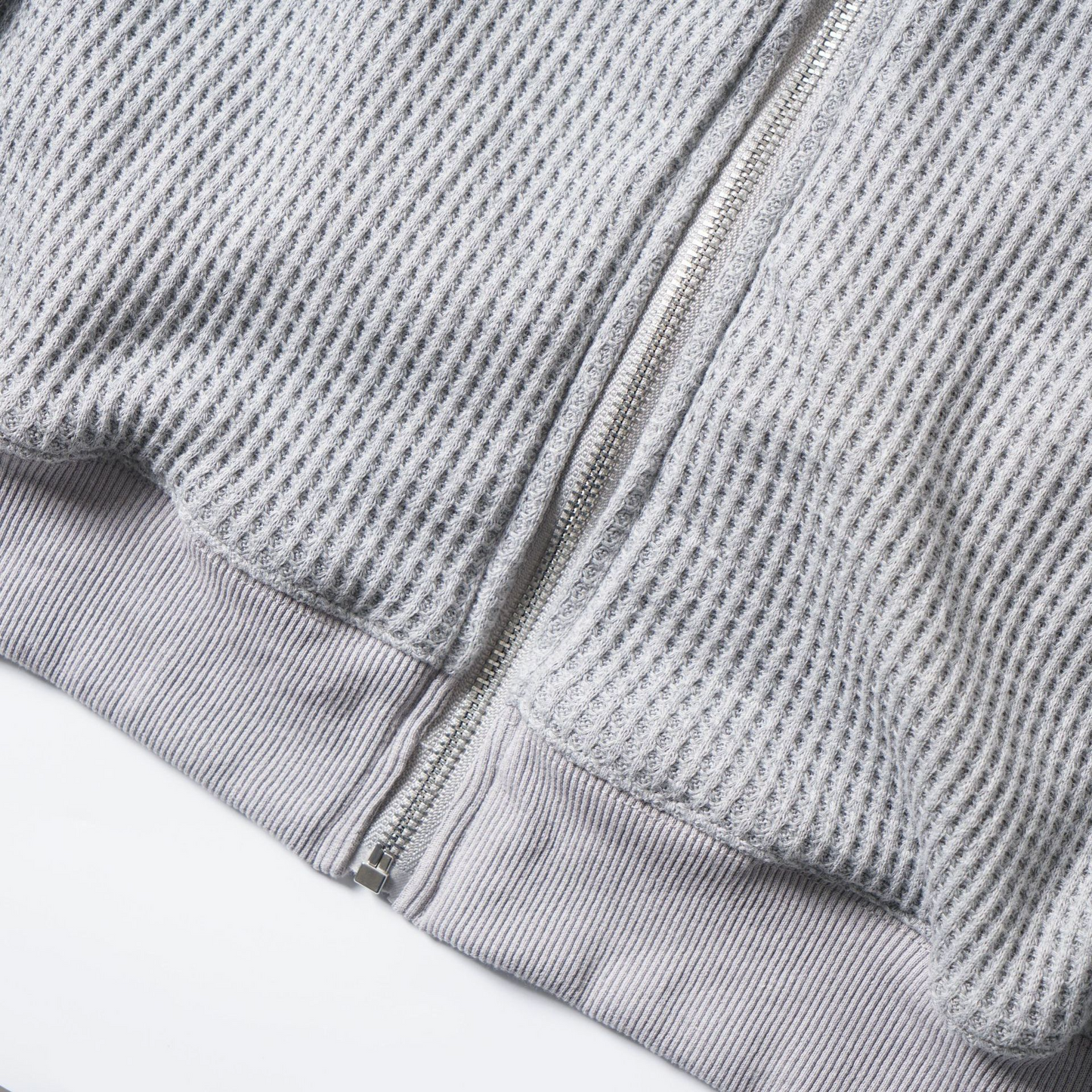 ファーフードワッフルクロスポイントジップアップパーカー/cm0016