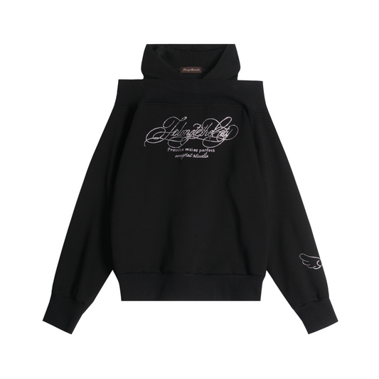 リブデザインビジューロゴパーカー/2color/cm0062